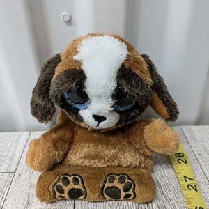 Ty Brown and White Stuffed Animal with Blue Eyes